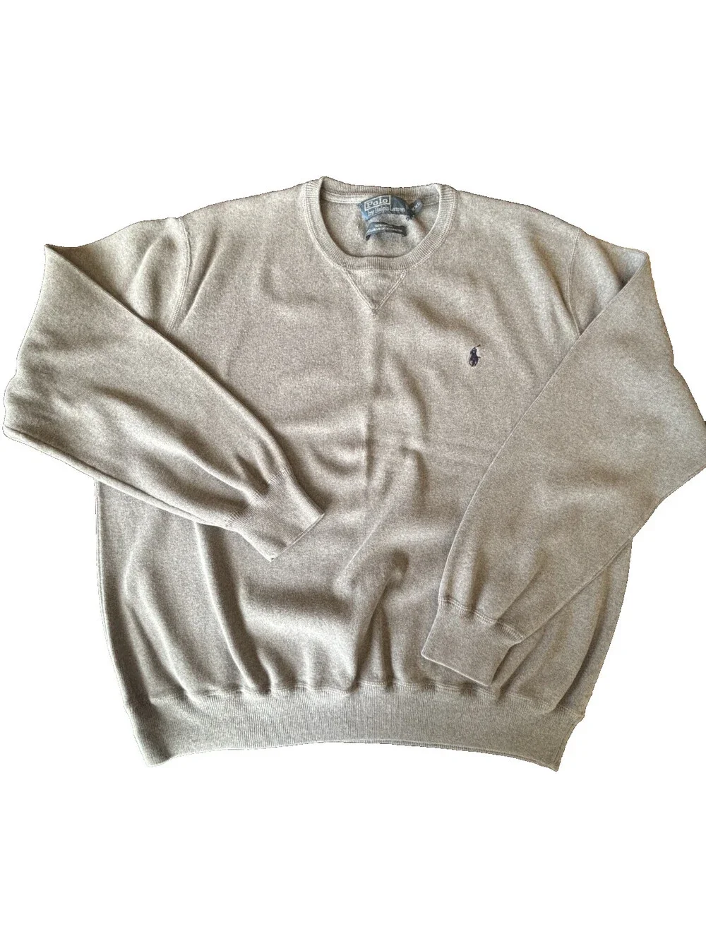 POLO RALPH LAUREN Sweater Mens XXL Gray Crewneck Pullover Logo 100% Cotton